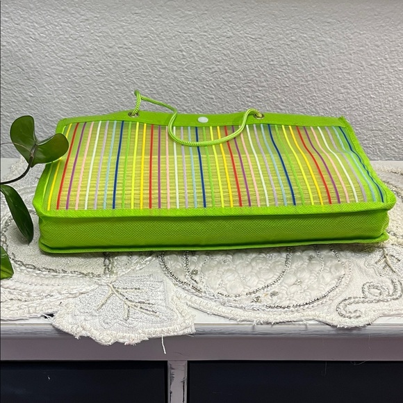 Striped Beach Mat Tote Bag in Lime Green {flawed} - Picture 4 of 6